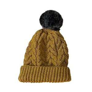 Yaroslava Sally Mustard Pom Pom Slouchy Beanie Winter Cable Knit Hat Accessories